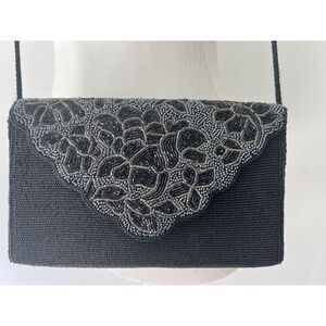 Vintage‎ Carol M Studio Black Beaded Evening Bag